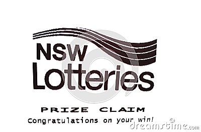 New South Wales lotteries Prize claim paper says Congratulations on your win on white paper. Editorial Stock Photo